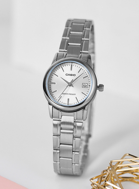 卡西欧手表女小巧简约钢带指针女表石英女式手表LTP-V002海外直邮