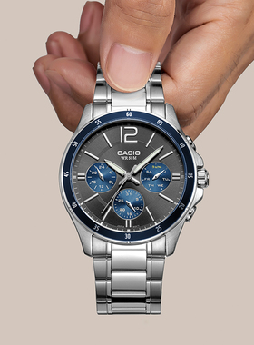 casio卡西欧手表男商务石英钢铁之心非机械MTP-1374海外直邮
