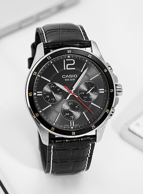 正品casio卡西欧手表男商务石英钢铁之心非机械MTP-1374海外直邮