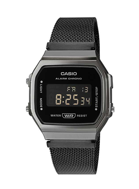 卡西欧手表男复古小方块七年电子钢带反显防水表A168WG海外直邮