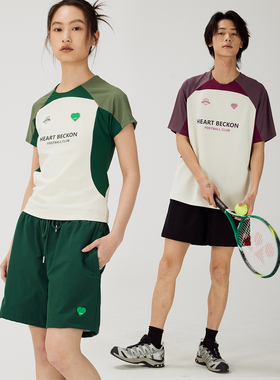 HEARTBECKON赫贝蔻撞色拼接骑行跑步户外运动速干球衣短袖T恤男女