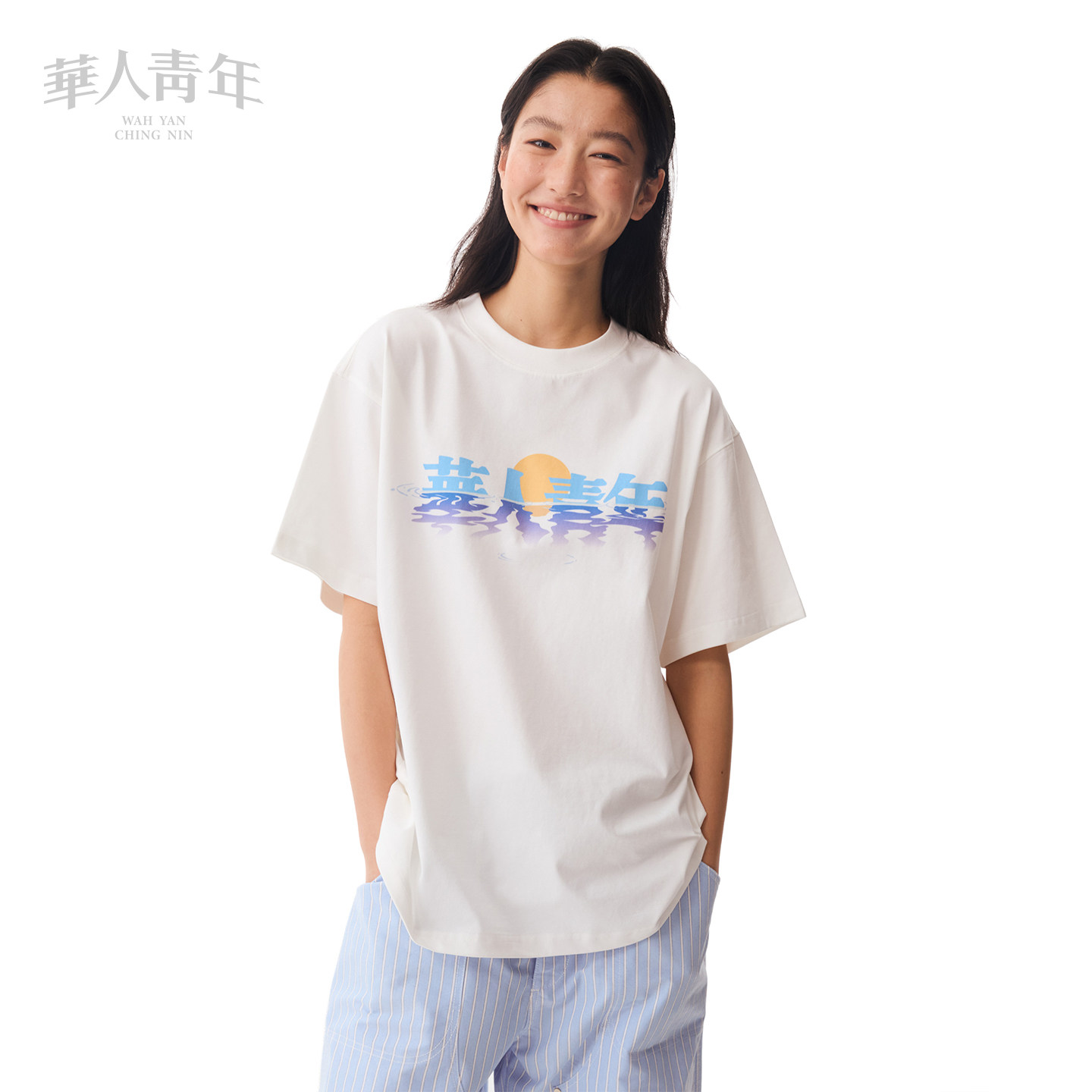 华人青年月下倒影印花速干短袖2026春夏情侣抑菌T恤洗选舒适内搭