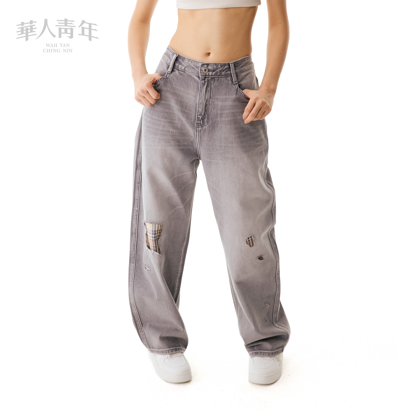 华人青年网球破坏补丁贴布牛仔裤春夏新款纯棉宽松百搭阔腿长裤潮,男装,牛仔裤,淘宝优惠券,粉丝福利购,淘宝优惠卷