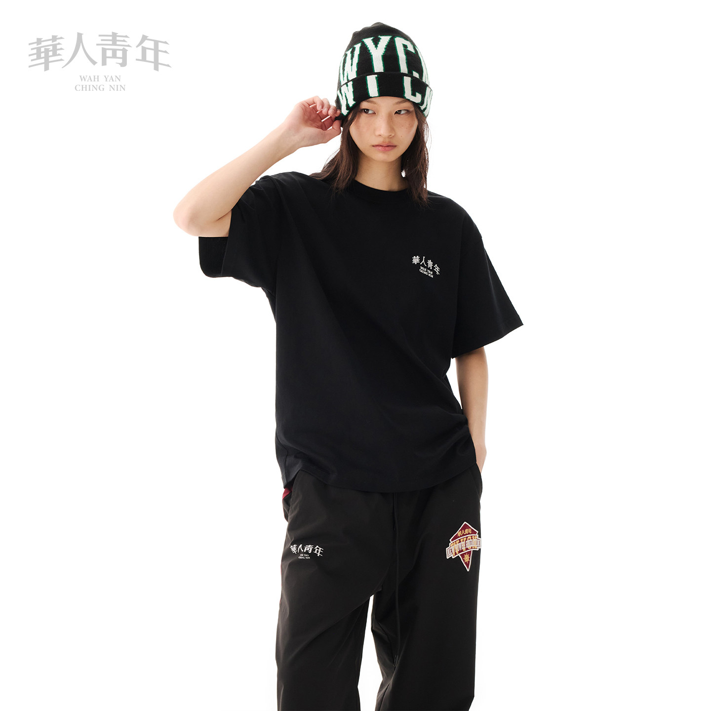 华人青年2026春夏新款老虎头刺绣纯棉短袖宽松百搭男女款T恤上衣图片