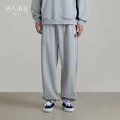 宽松直筒垂感休闲长卫裤 华人青年国际快递系列潮牌运动束脚裤 男士