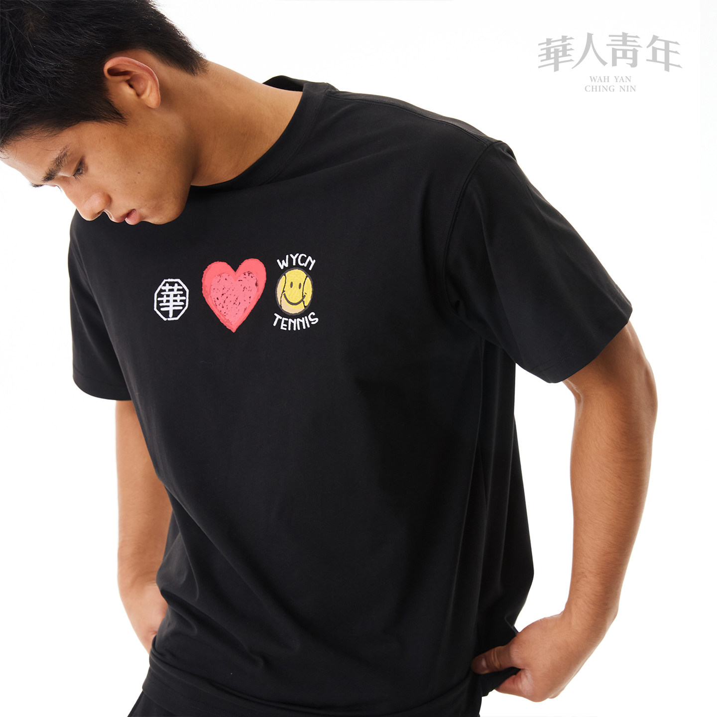 华人青年网球爱心字母印花T恤男女同款趣味时尚同款休闲宽松短袖,男装,T恤,淘宝优惠券,粉丝福利购,淘宝优惠卷