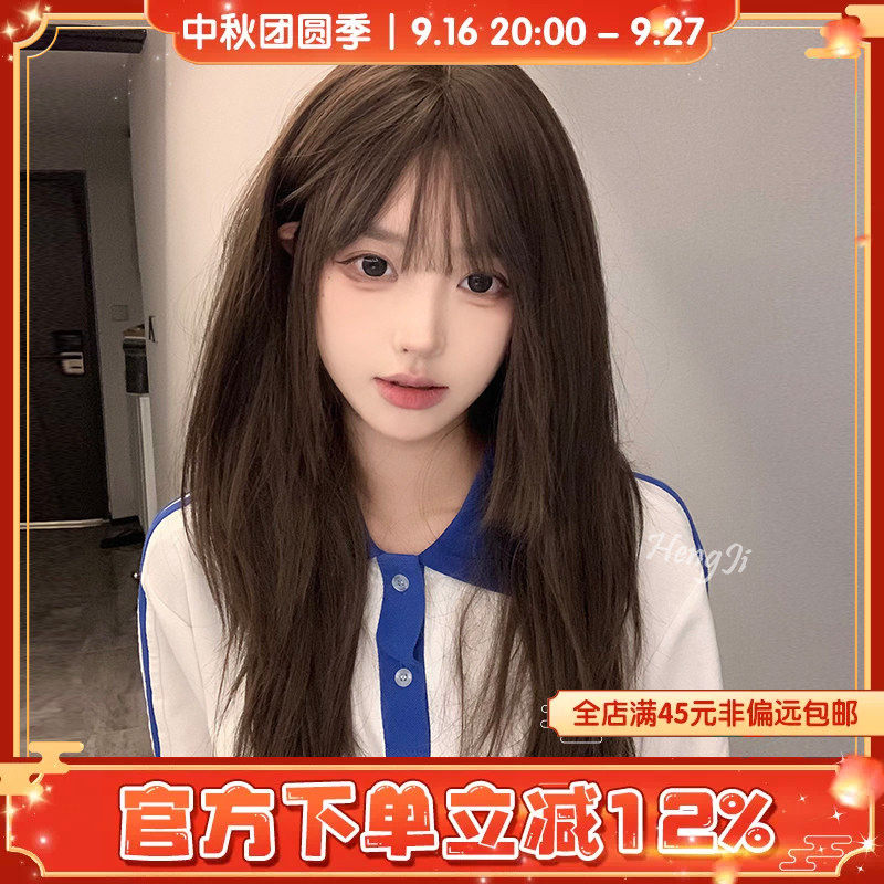 哼唧自然长发冷棕色韩式图片