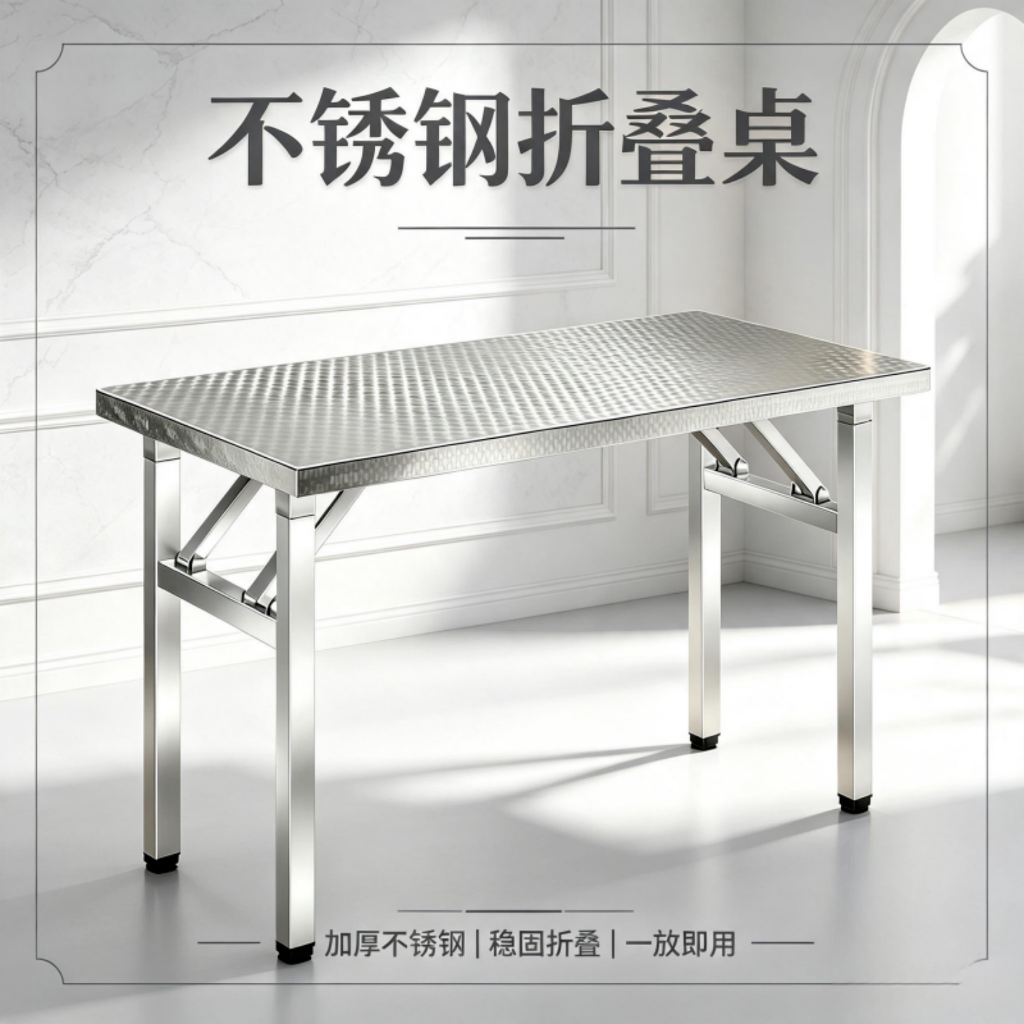 新款加厚不锈钢折叠桌地摊桌四方桌户外吃饭桌小方桌摆摊烧烤桌子