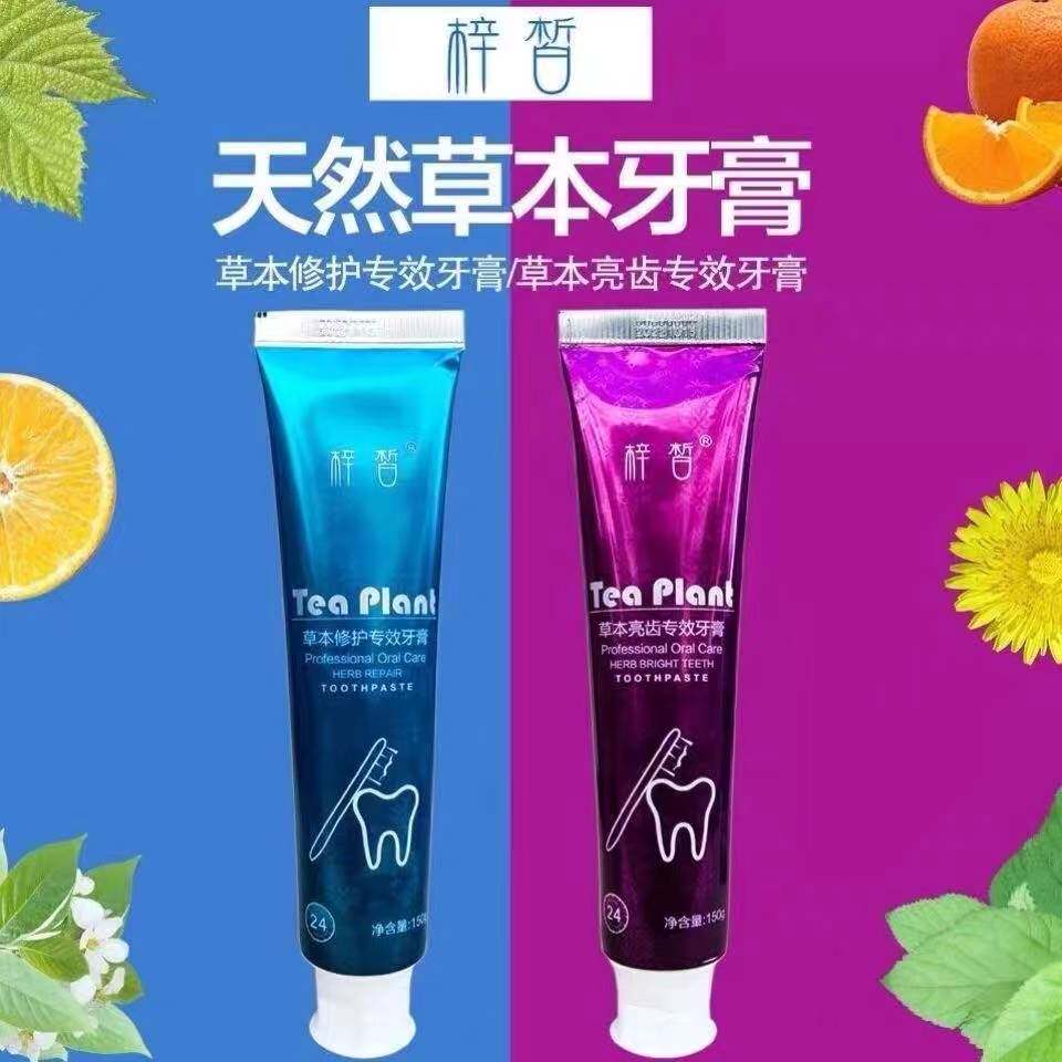 梓皙春素牙膏新品草本修复亮齿去牙膏