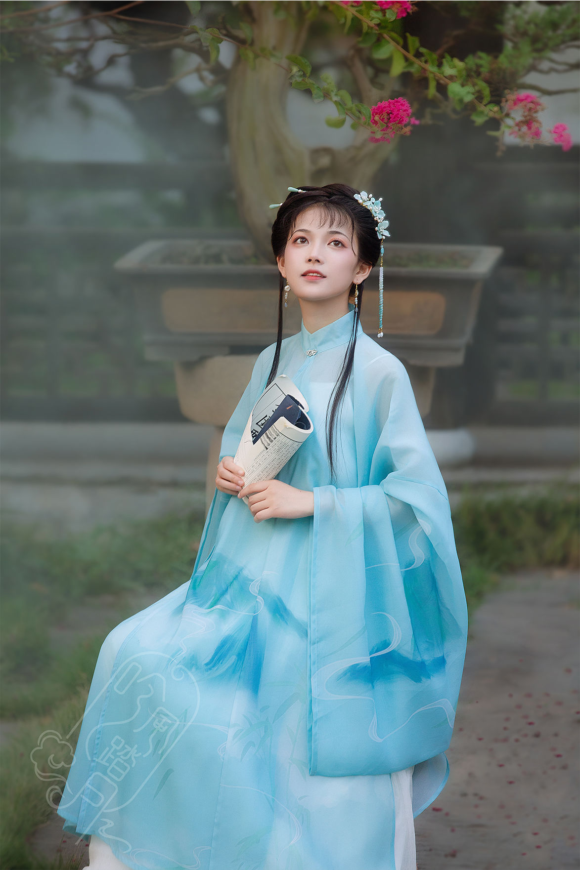 吟风踏月「青山入怀」原创汉服女明制立领全套装一片式下裙春夏