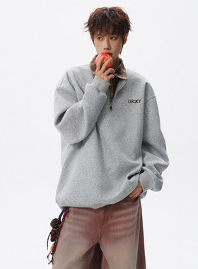 YUXIAN余闲旋律风车nans男装撞色假两件卫衣大码格子领POLO衫外套