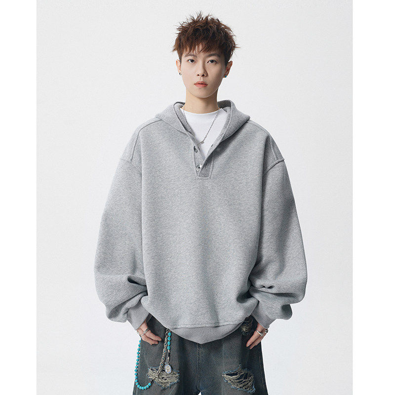 YUXIAN余闲東崛NOLOGO几物男装设计物空宋松美式重磅400g华棉卫衣