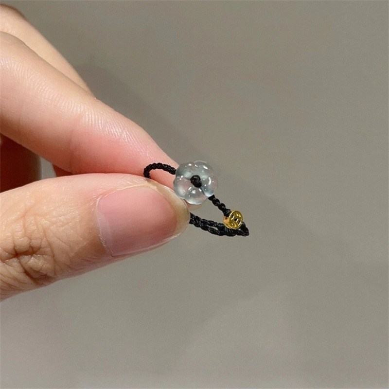 。黄金转运珠戒指绳 手工编织红绳戒指绳红色转运珠路路通戒指绳