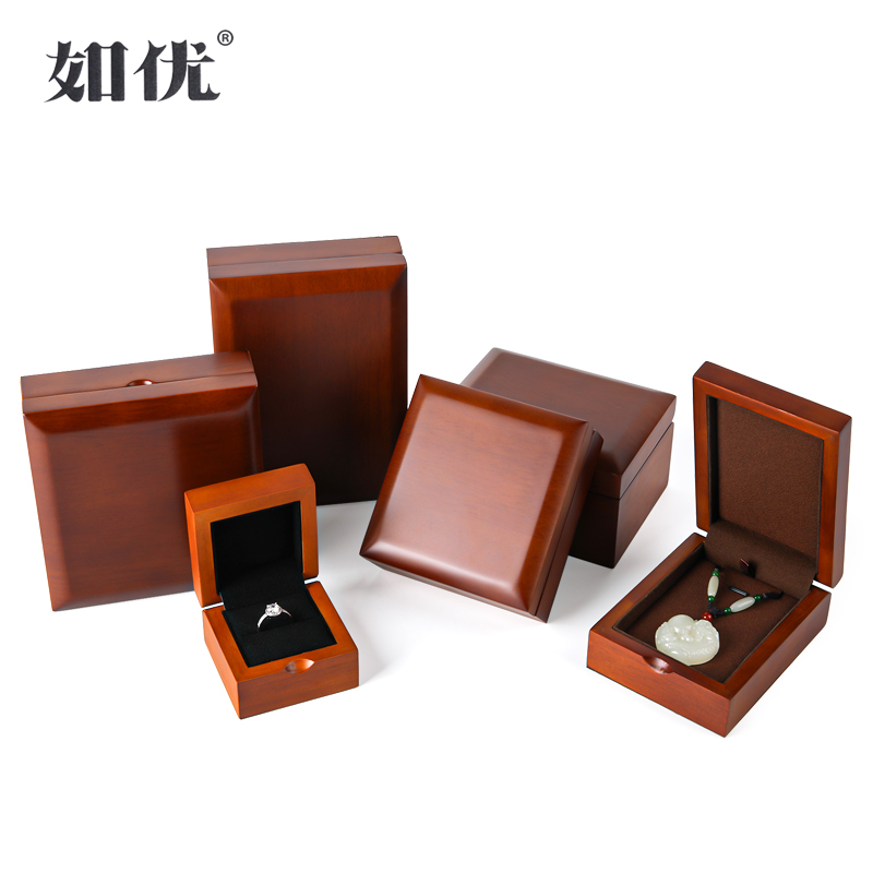 实木首饰盒手镯收纳盒礼盒项链包装盒木翡翠和田玉平安扣吊坠盒子