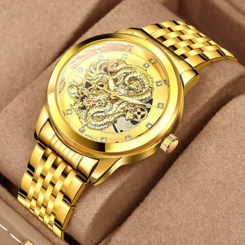 至尊金龙全自动纯机械手表男士镂空陀飞轮防水夜光简约时尚商务表
