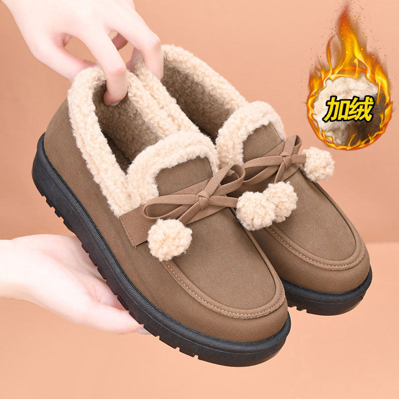 冬季加绒豆豆棉鞋女一脚蹬保暖防滑软底中老年妈妈鞋加厚时尚短靴,女鞋,棉鞋,淘宝优惠券,粉丝福利购,淘宝优惠卷