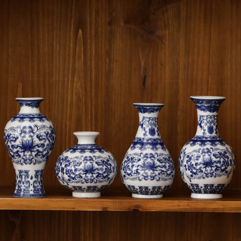 网红高档陶瓷小花瓶摆件客厅插花干花水养长枝鲜花青花瓶子高级感