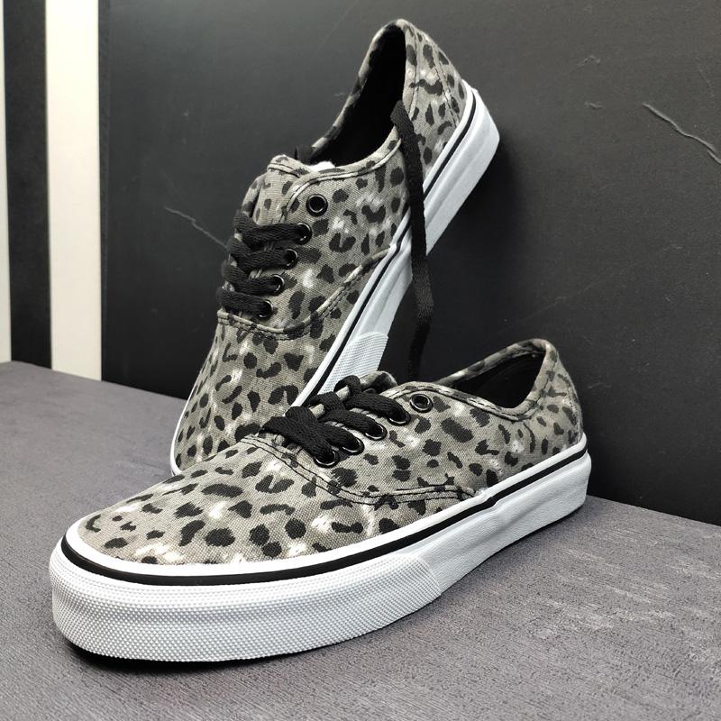 断码处理稀缺高端豹纹帆布鞋VICTOR VANCE灰色豹纹板鞋女滑板鞋