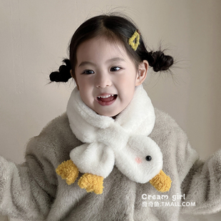 宝宝大鹅围巾冬季婴儿可爱毛绒鸭鸭围脖男童女童套脖儿童保暖脖套