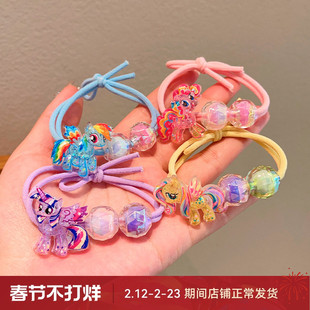 女童高马尾发圈2026新款皮筋女孩扎辫子头绳宝宝可爱小马宝莉发绳