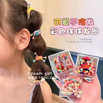 儿童可爱彩色珠珠发圈高弹力皮筋