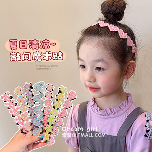 儿童五角星爱心前额刘海贴加长碎发整理神器女童宝宝不伤发魔术贴