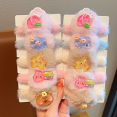 儿童毛绒发圈女童秋冬新款 高弹力加粗伤发头绳小女孩百搭马尾头饰