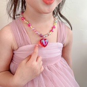 小女孩透明爱心项链韩系儿童可爱吊坠配饰宝宝夏季 首饰链珠装 饰品