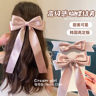 女童后脑勺粉色飘带蝴蝶结发夹宝宝公主发饰儿童高颜值头饰小女孩