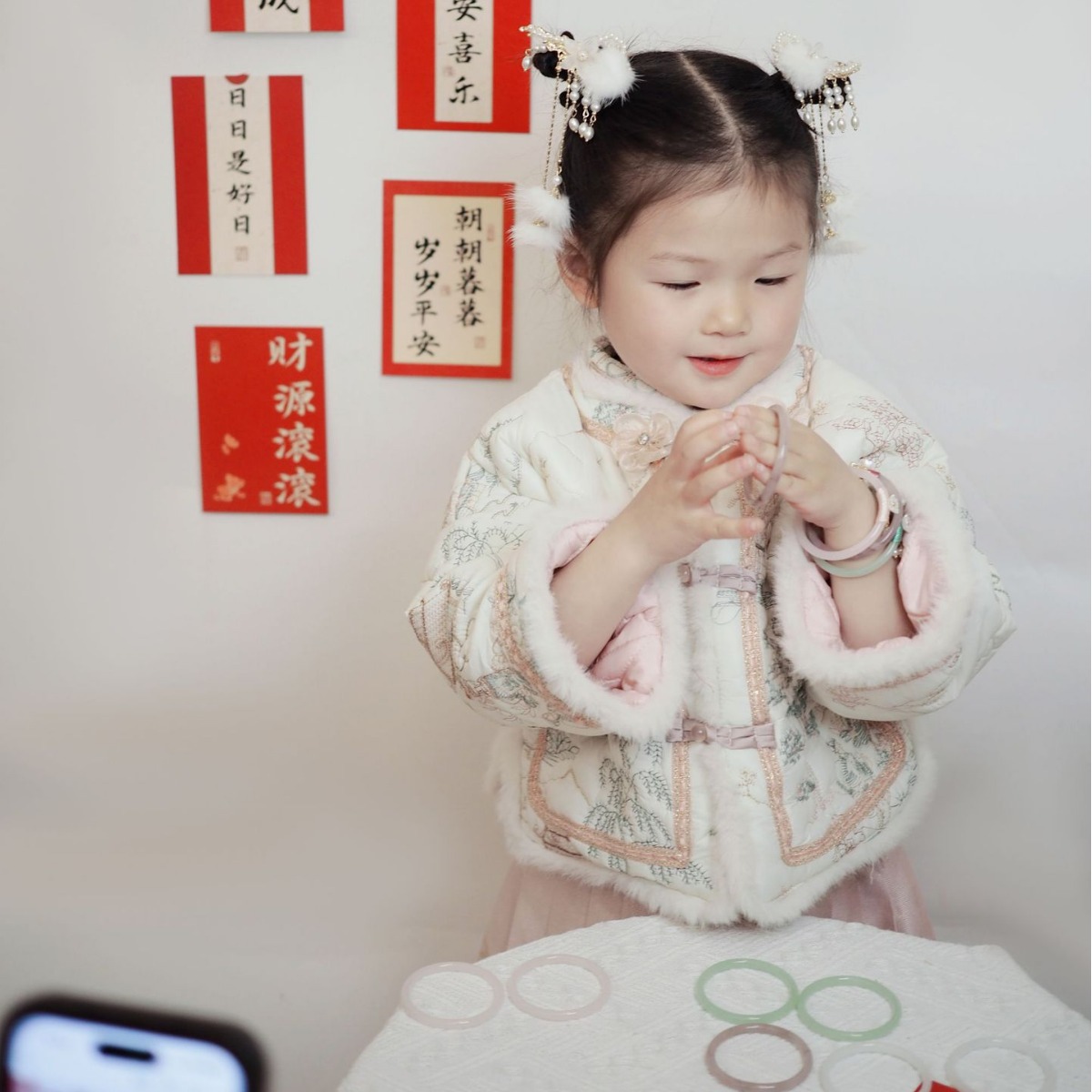 少儿手镯女手串叮当镯一对手链女夏玻璃手镯闺蜜首饰女生生日礼物