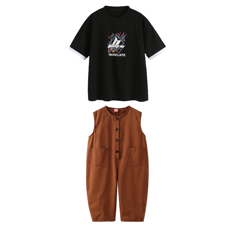 桔小贝女可爱风国庆背带裤演出服