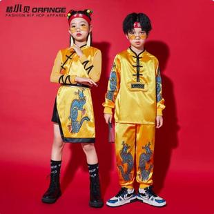 儿童啦啦队演出服中国风汉服小学生运动会开幕式服装幼儿园表演服