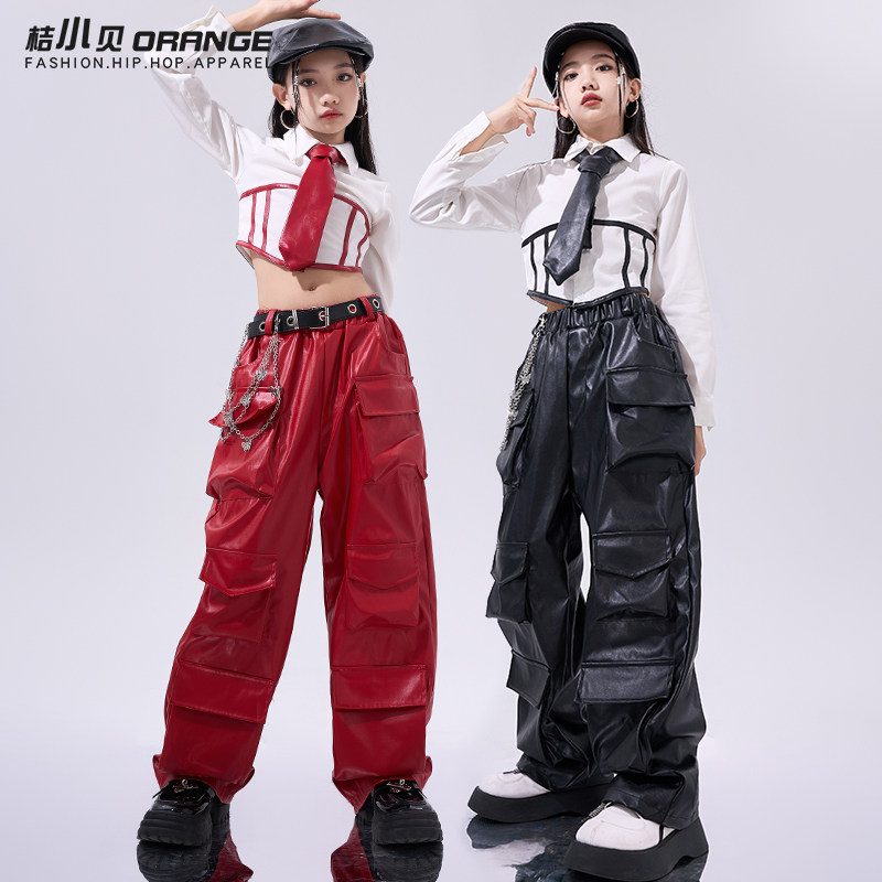 桔小贝爵士舞女童演出服儿童露脐