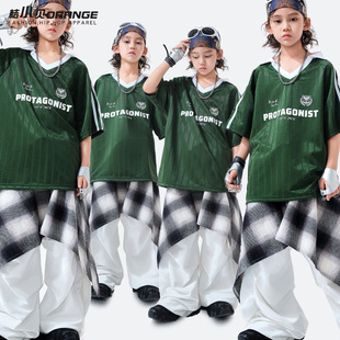 街舞儿童潮服男童绿色上衣酷帅hiphop架子鼓少儿嘻哈演出服爵士舞