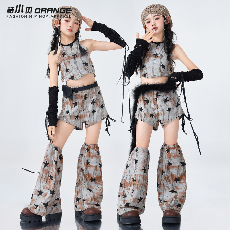 爵士舞服装儿童女童工字背心jazz
