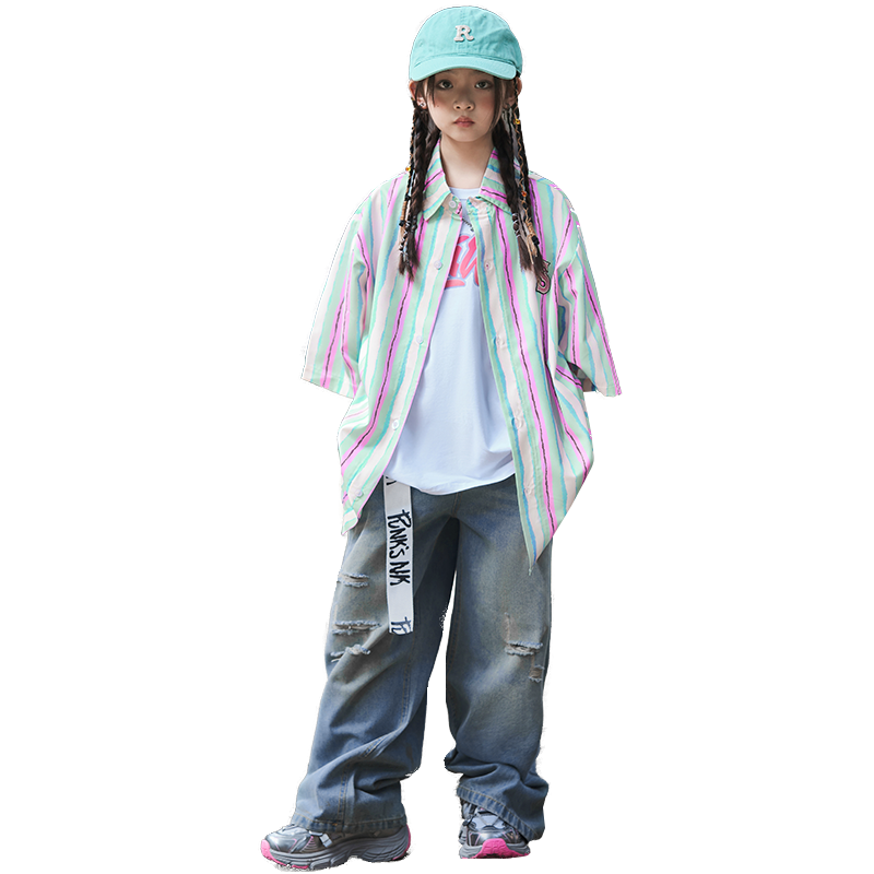 桔小贝男女童嘻哈街舞衬衫演出服