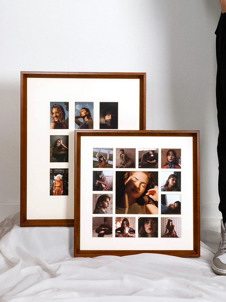 九宫格情侣相框照片diy挂墙正方形实木画框定制相框婚纱照片打印