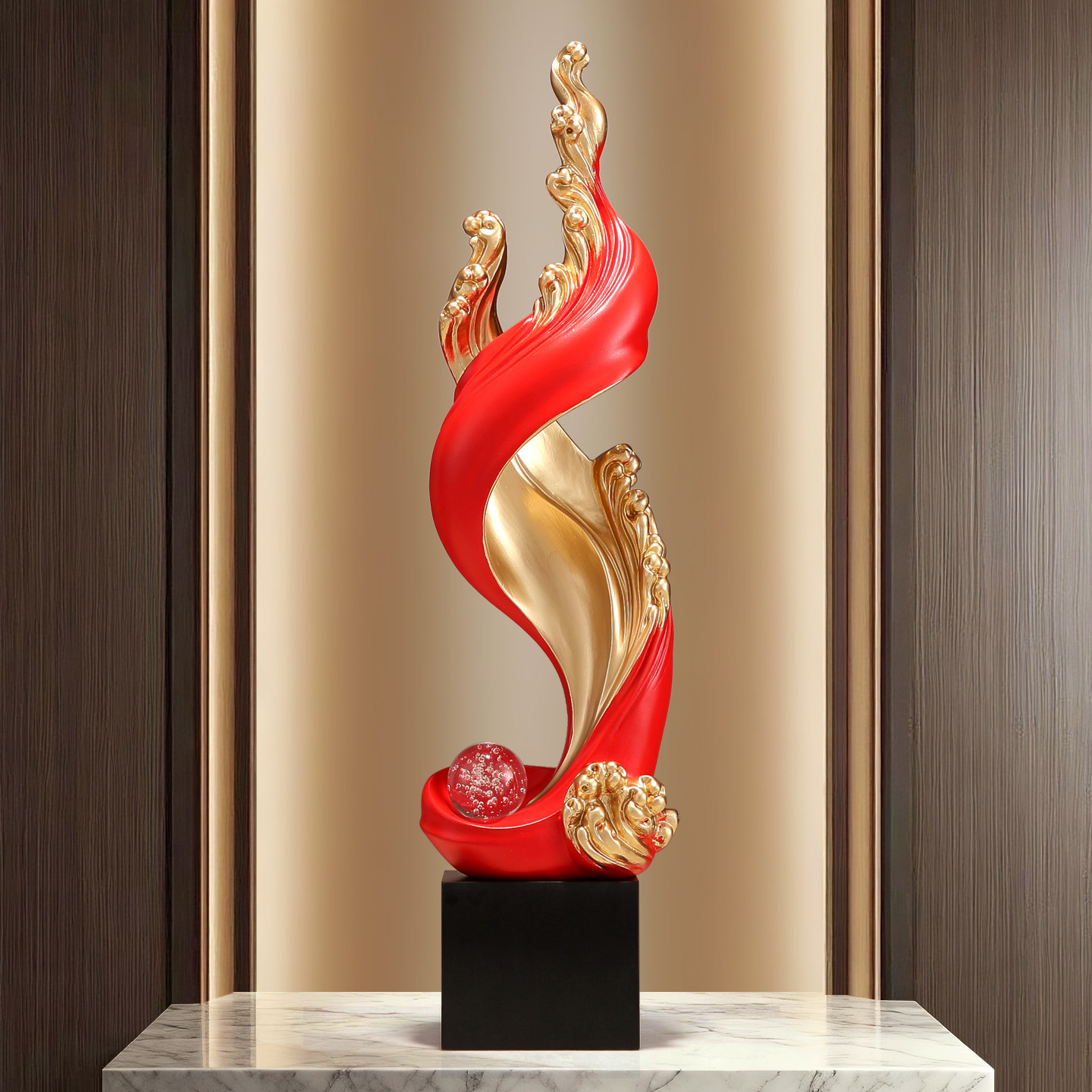 风生水起摆件红色招财入户玄关客厅高档电视柜壁龛装饰品旺宅乔迁,家居饰品,装饰摆件,淘宝优惠券,粉丝福利购,淘宝优惠卷