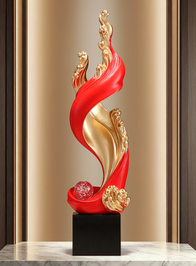 风生水起摆件红色招财入户玄关客厅高档电视柜壁龛装饰品旺宅乔迁