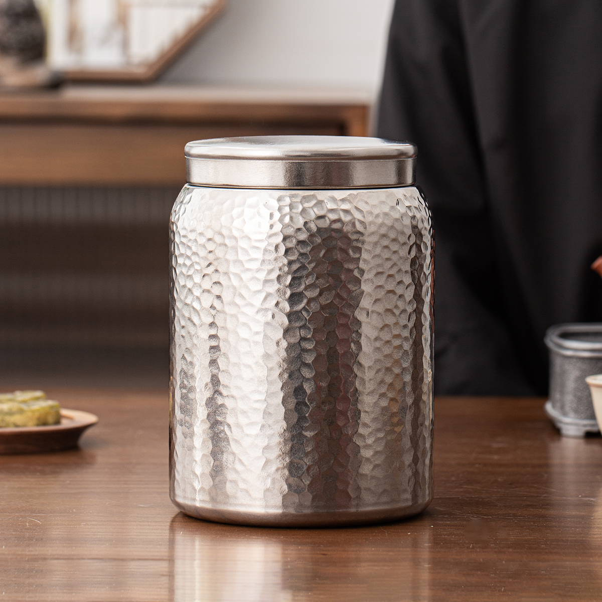 麦辞锤纹纯钛茶叶罐高级感