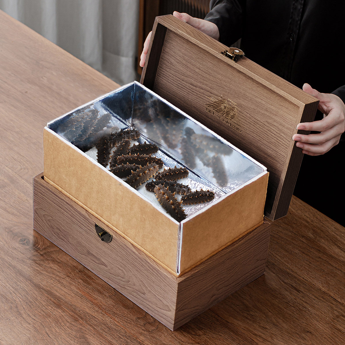 麦辞2026新款即食海参礼盒空盒高档新鲜虫草松茸辽参包装盒高级感