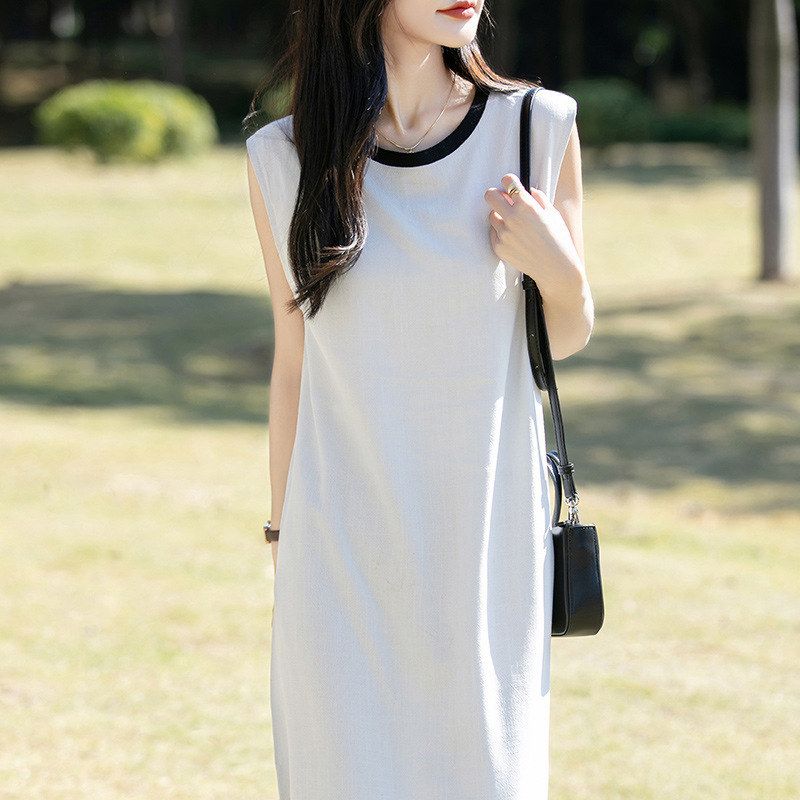 法式高级感无袖背心连衣裙2025新款女夏季宽松显瘦休闲气质长裙子