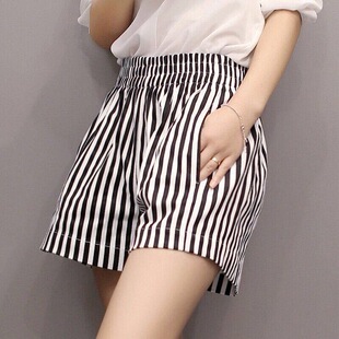 2026新款条纹休闲大码运动裤高腰阔腿裤女学生韩版夏季裤子女短裤
