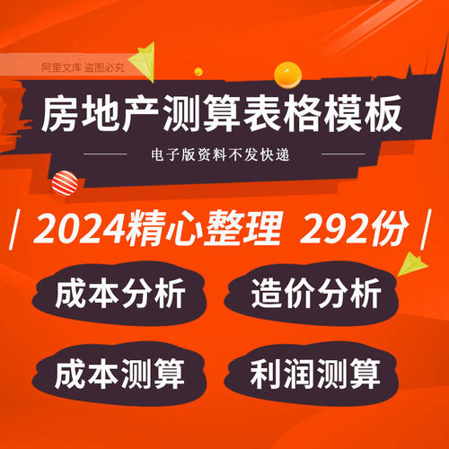 房地产项目建设工程投资开发前期成本费用利润核估算测算表格模板