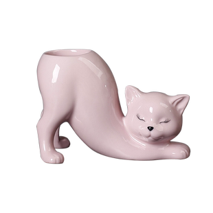 卡通可爱猫尾巴柱多肉花盆陶瓷室内阳台植物猴尾巴仙人掌花器小号