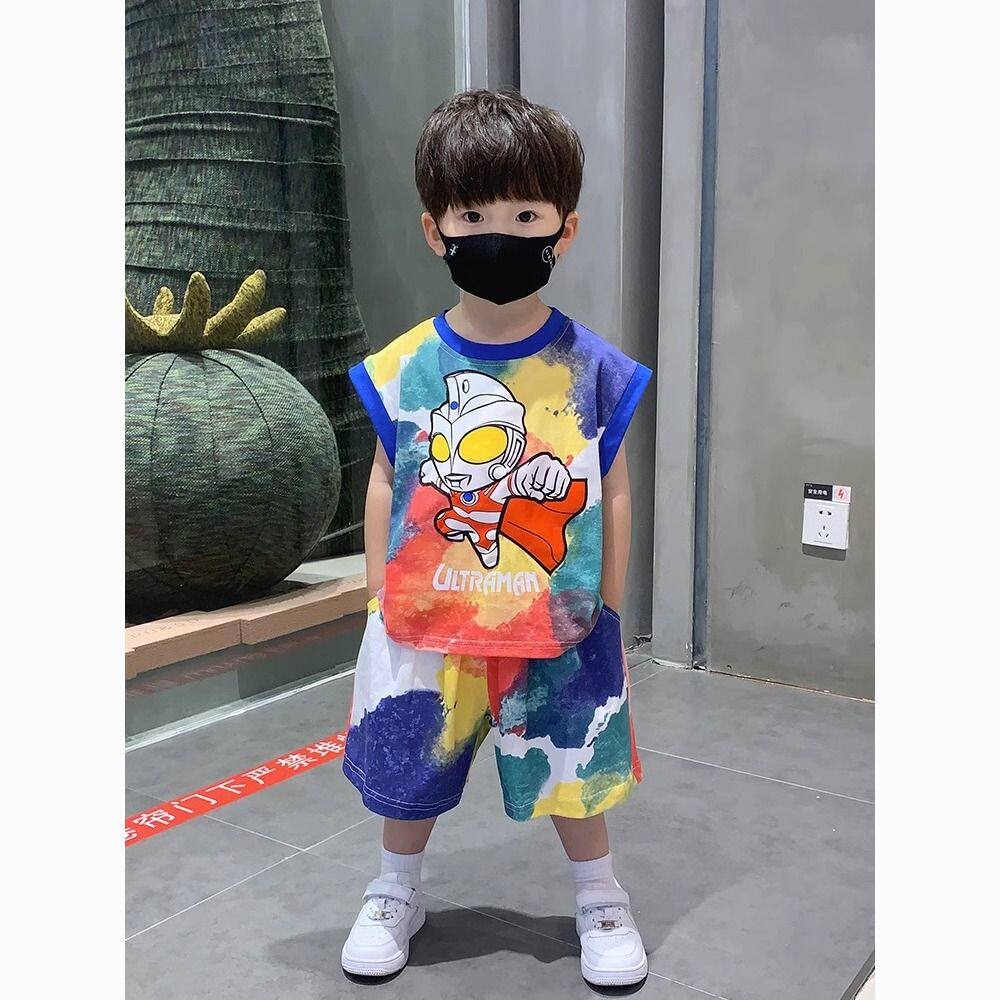 奥特曼衣服男宝背心套装23新款夏款宝宝夏装男孩夏季童童痞帅亲子