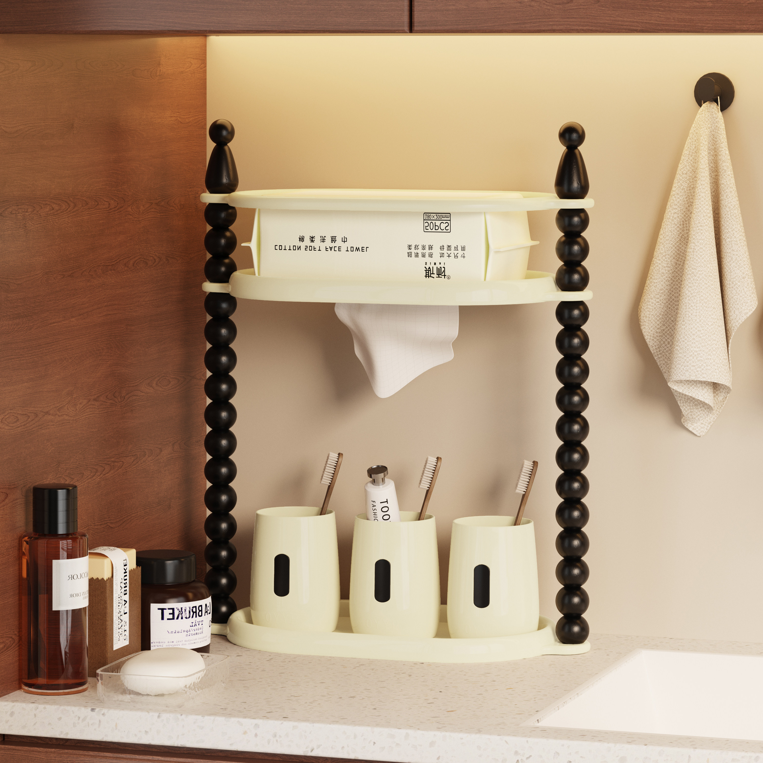 欧粤一沛创意浴室洗漱收纳架卫生间漱口杯护肤品桌面多功能置物架