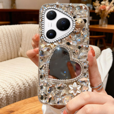 马年新款镶钻带镜子适用华为pura80手机壳全包70Air防摔70网红90外壳300女款100Pro奢华300ultra春节300Pro