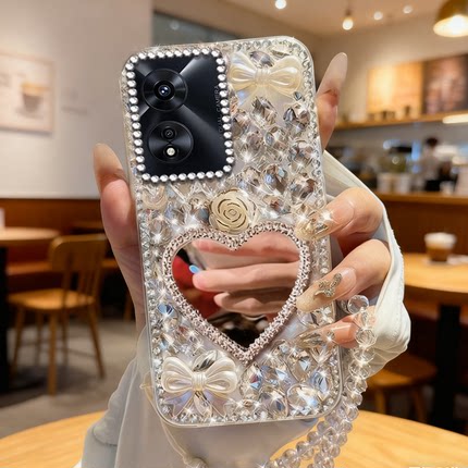 满钻奢华带镜子适用OPPOA97 5G手机壳水钻A1 全包A2新款A2x网红A5 高端A9外壳A3x/2026A53 高级感A6GT镶钻A96