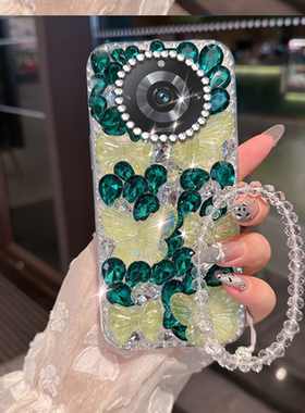 绿色小清新水钻适用realme真我11手机壳外壳GTNeo5小众V50保护套GTNeo2高级感GT5/2025年12新品V11S防摔10+